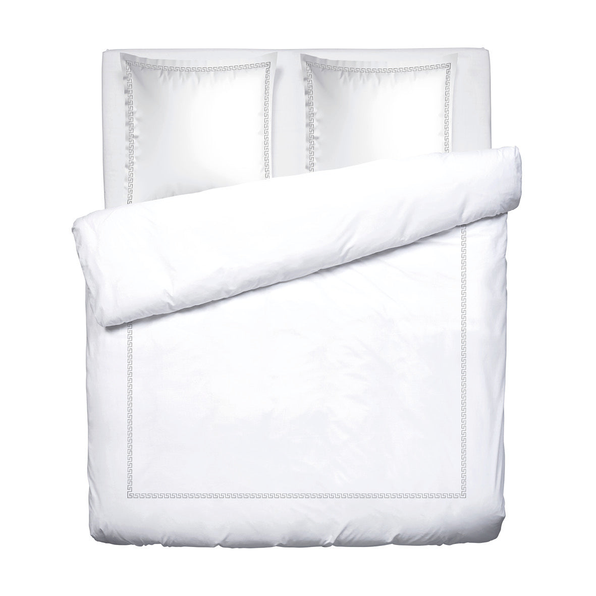 Duvet cover + pillowcase cotton satin - Reine de nuit Grey / White 260 x 240 cm + 2 x (63 x 63 cm)