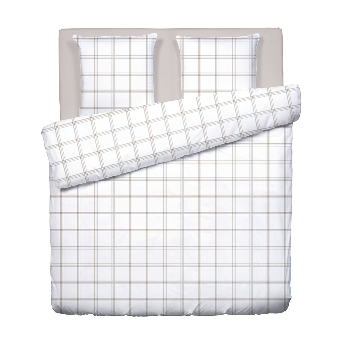 Duvet cover + pillowcase cotton satin - Apolline Taupe 260 x 240 cm + 2 x (63 x 63 cm)