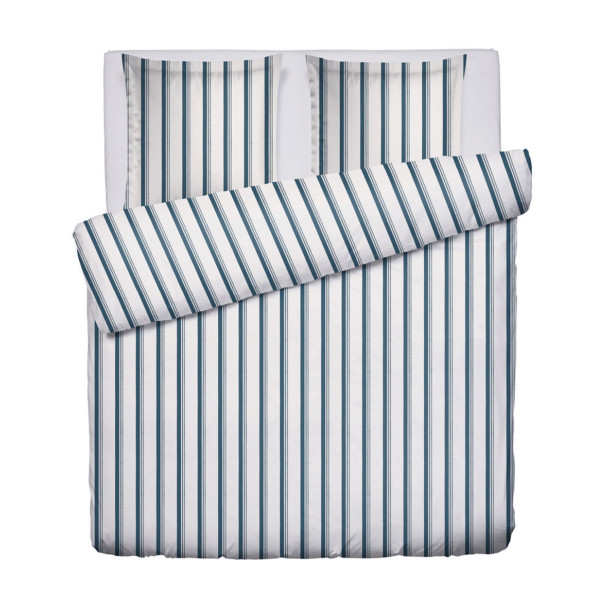 Duvet cover + pillowcase cotton satin - Mateo White / Blue 260 x 240 cm + 2 x (63 x 63 cm)