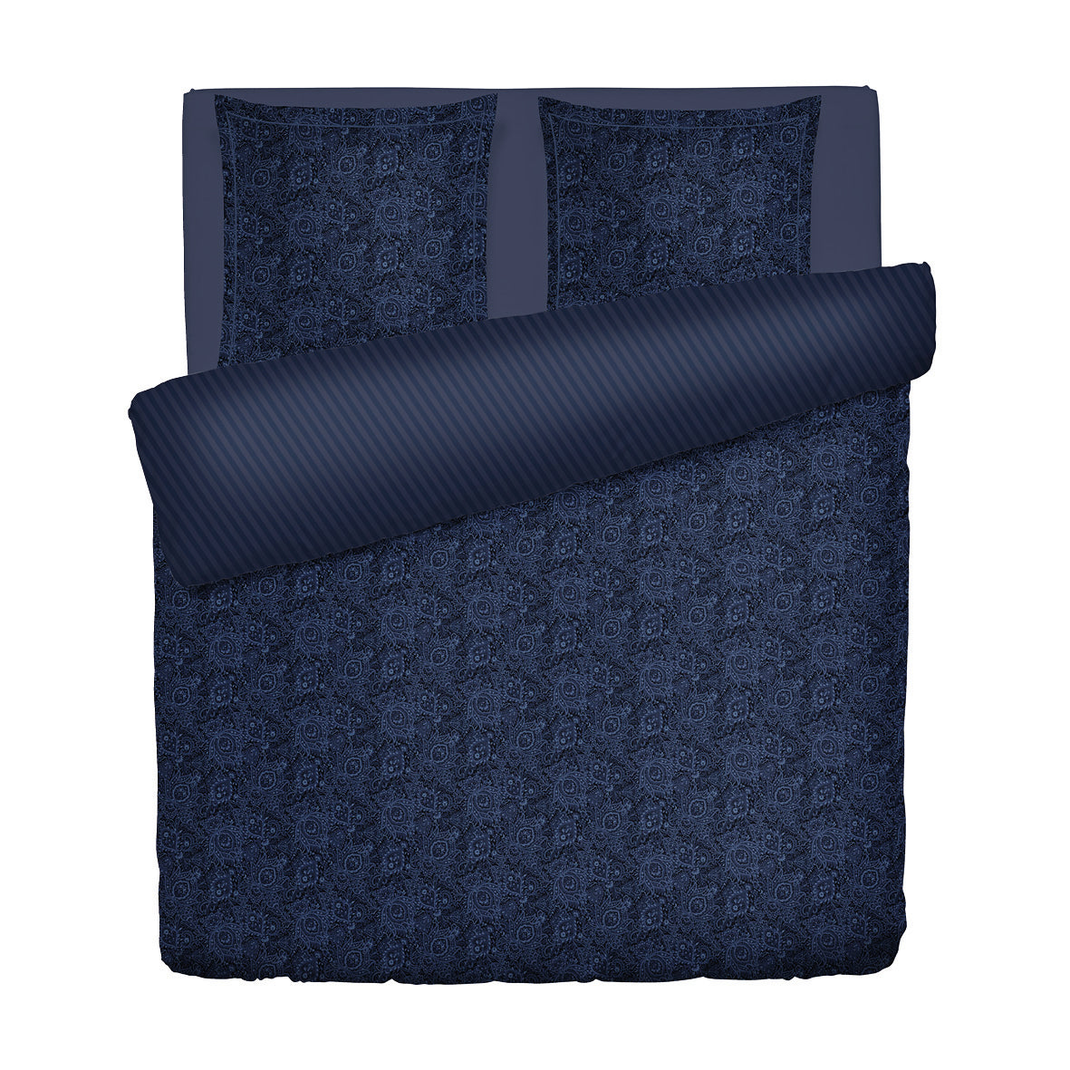 Duvet cover + pillowcase cotton satin - Eclipse fleuri Blue