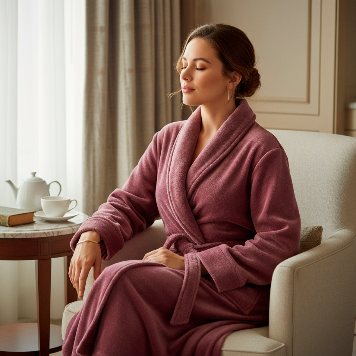 <p>Robe de chambre polyester - Bordeaux</p>