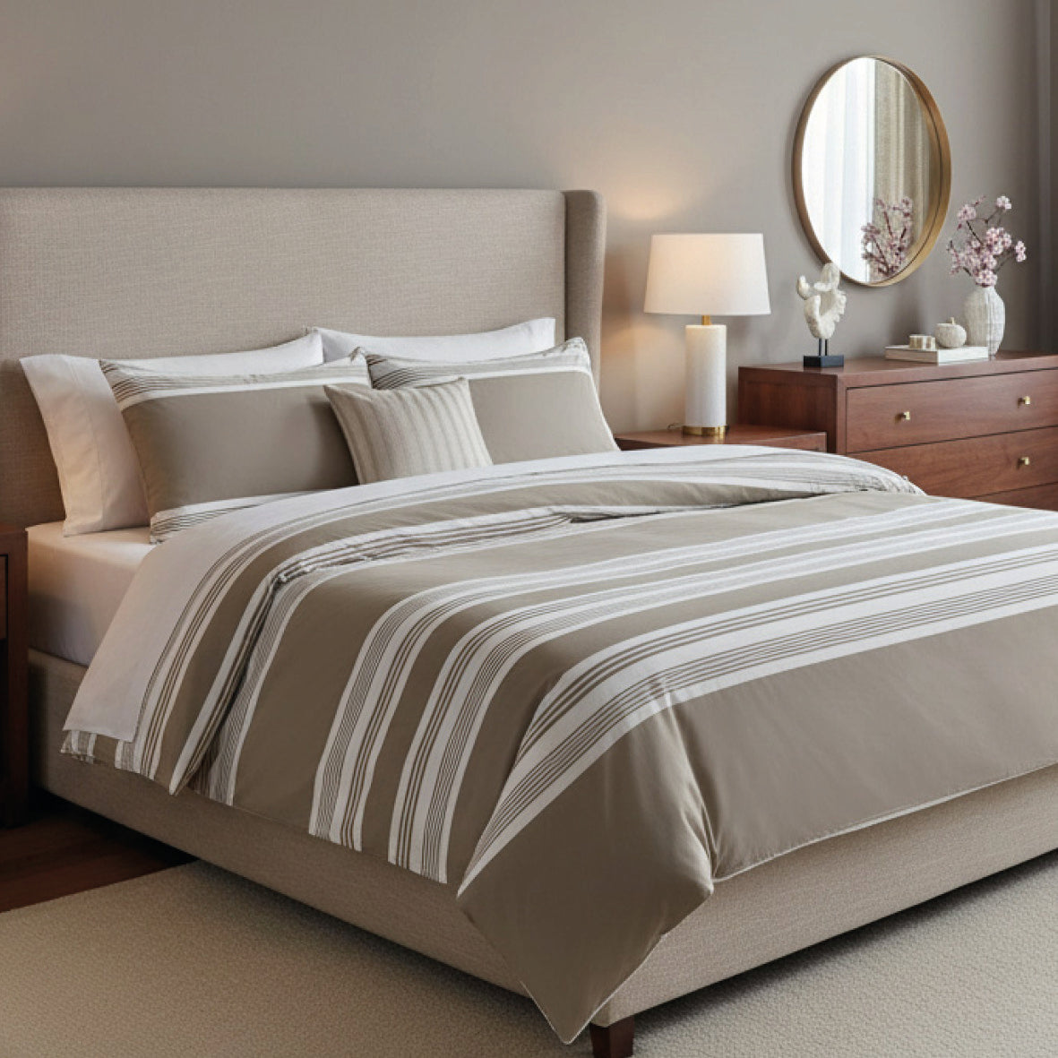 Duvet cover + pillowcase cotton satin - Emilia Taupe