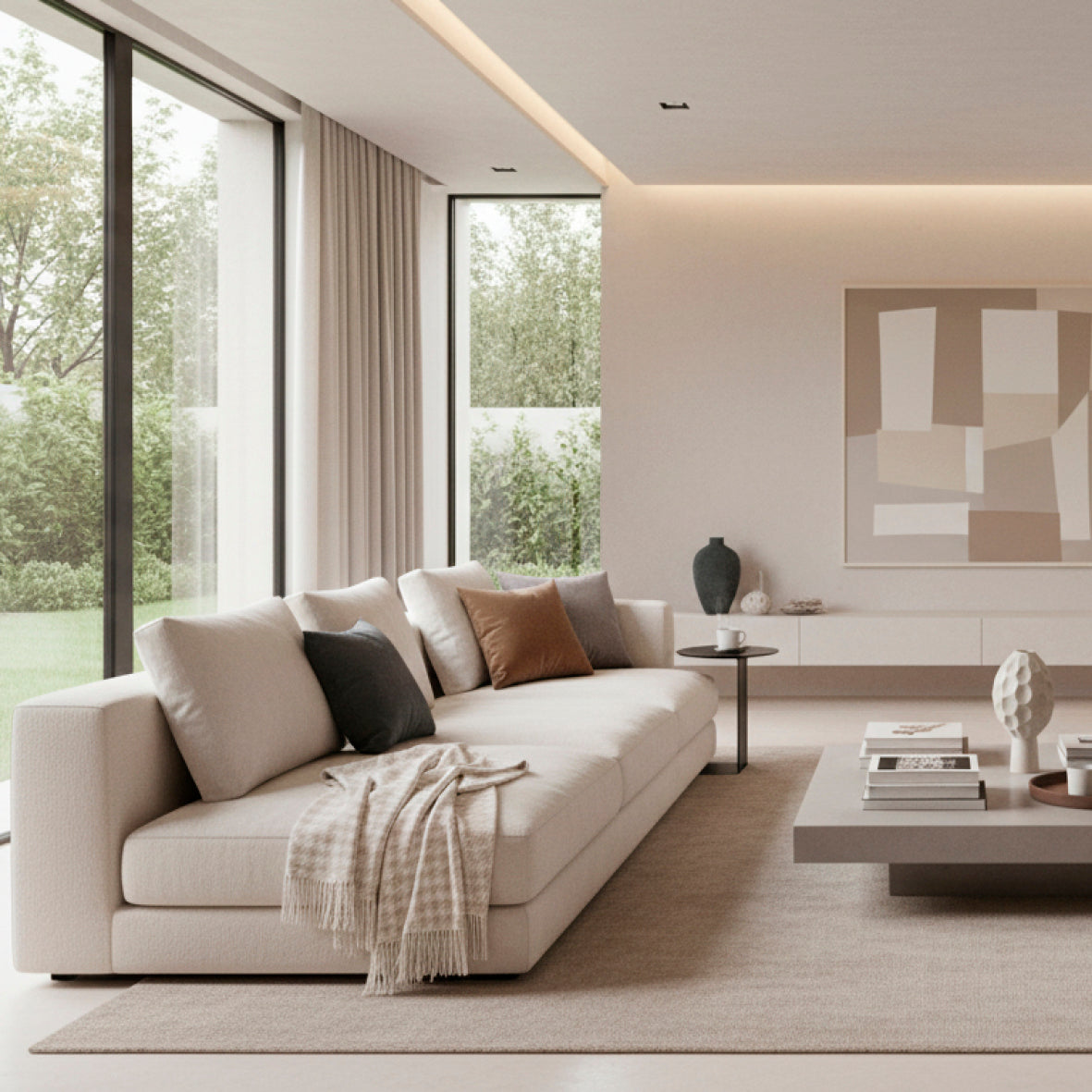 <p>Plaid tissé - Pied de poule Taupe - 130 x 170 cm</p>