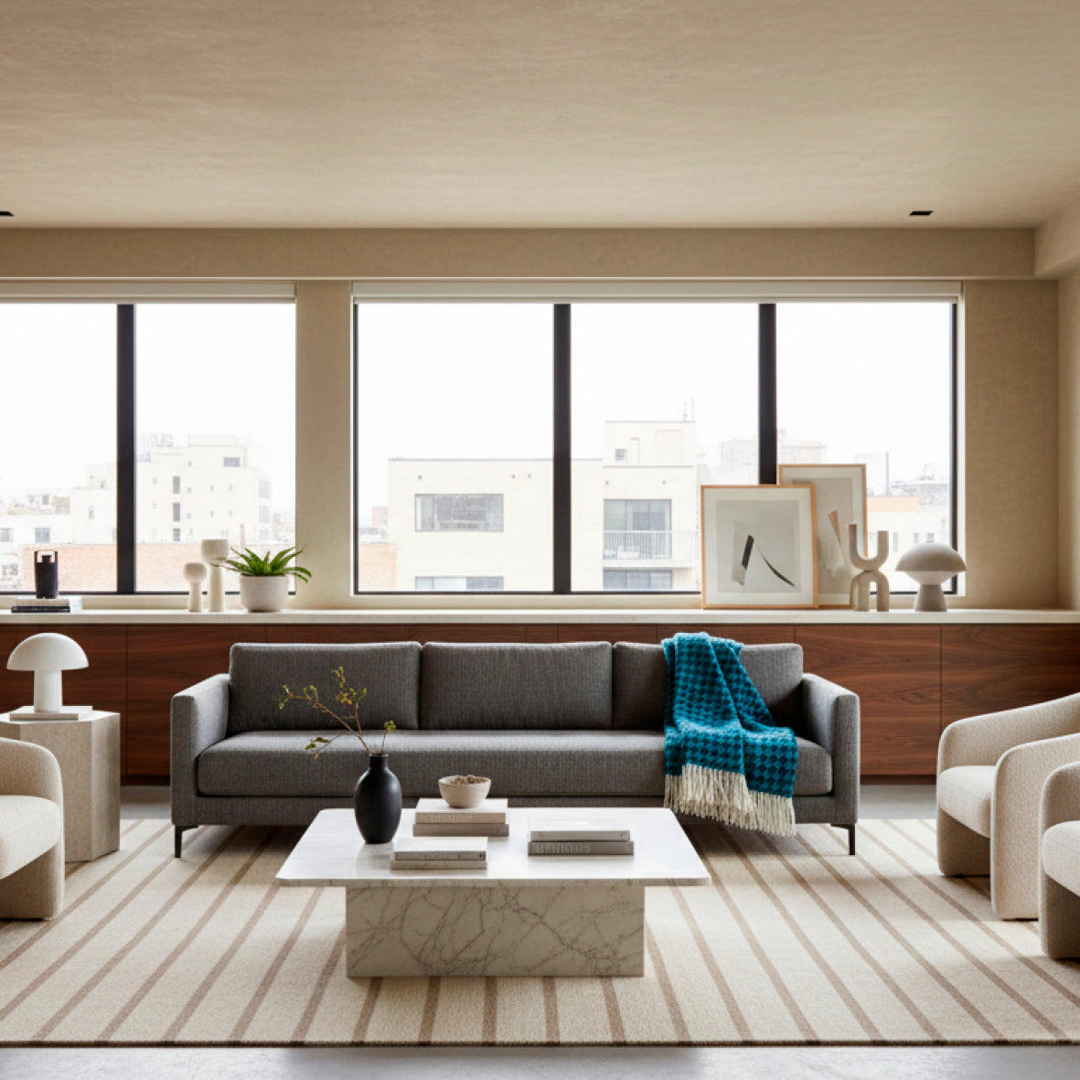 Woven plaid - Pied de poule Blue - 130 x 170 cm