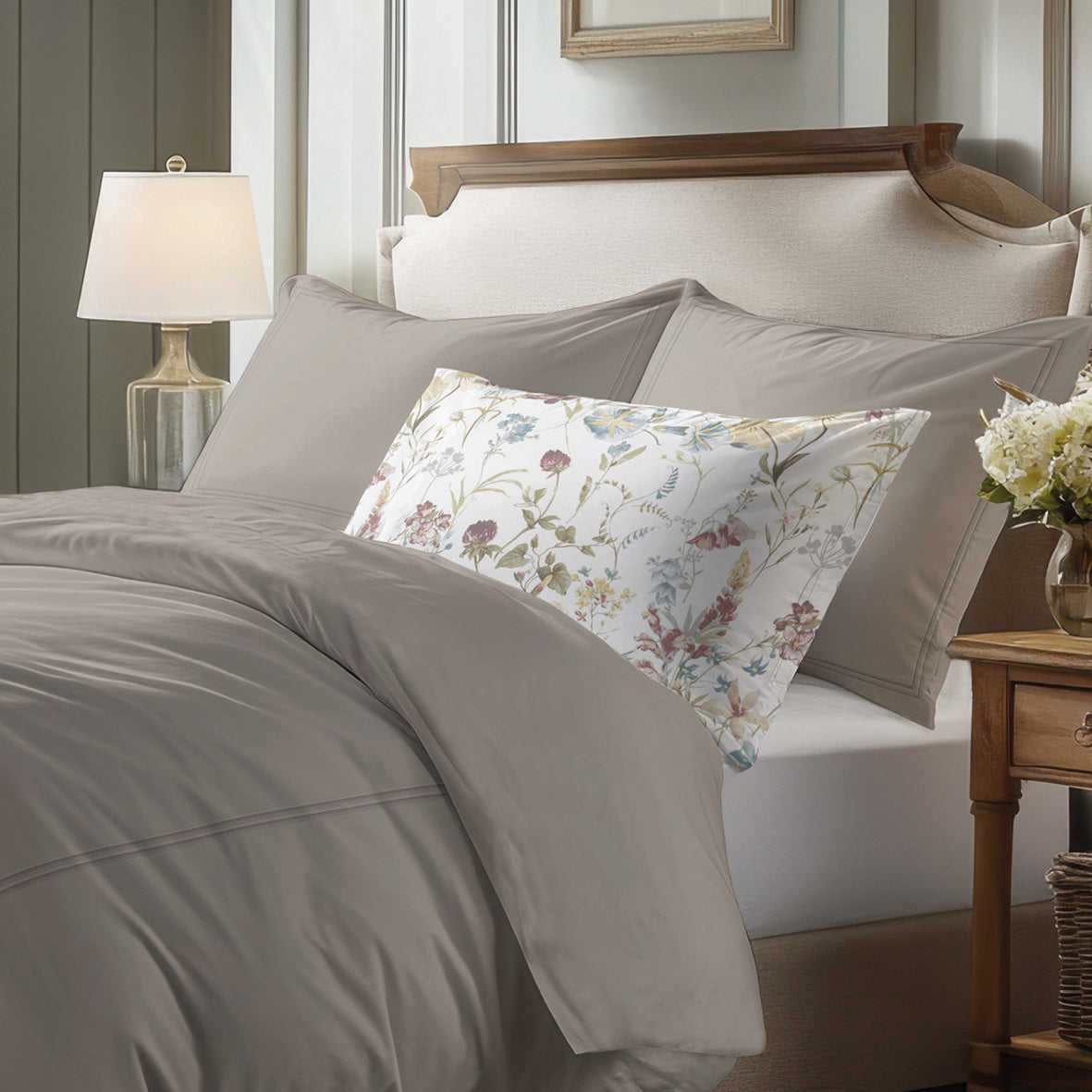 Flat sheet cotton satin - Cannes Taupe / Taupe