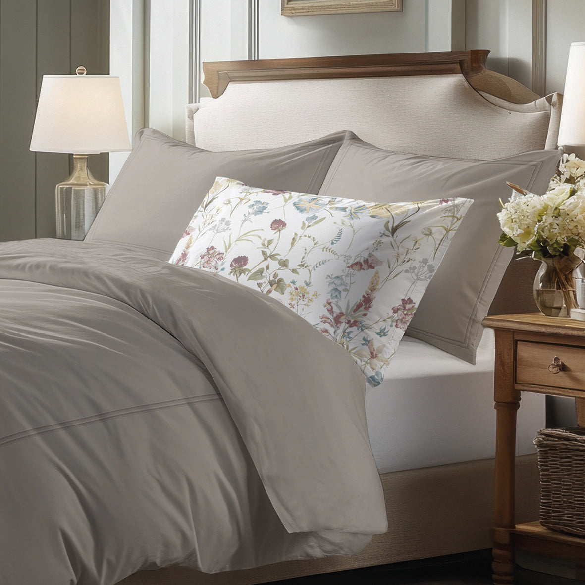 Sheet set cotton satin - Cannes Taupe / Taupe