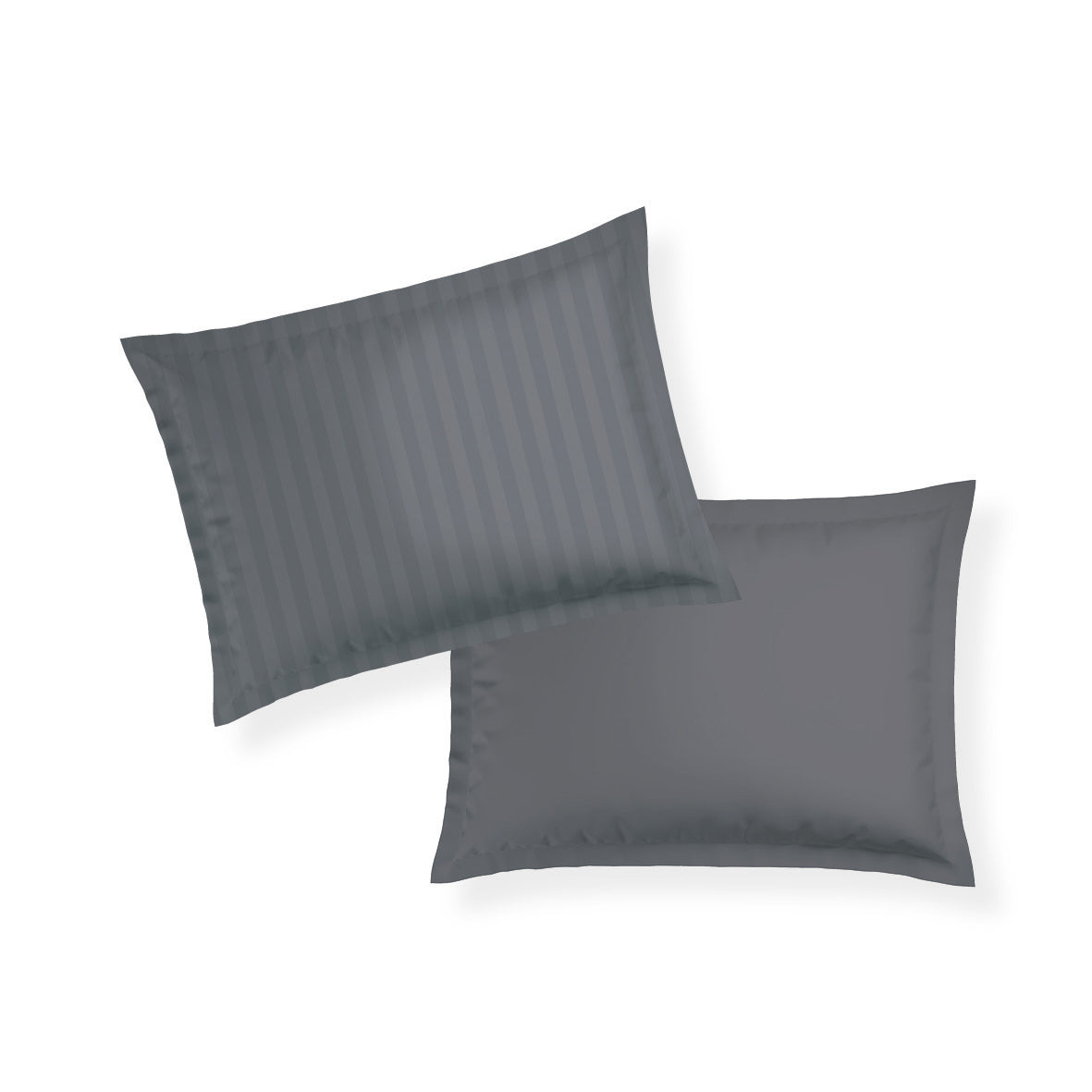 Pillowcase(s) cotton satin dobby stripe woven - Dark grey