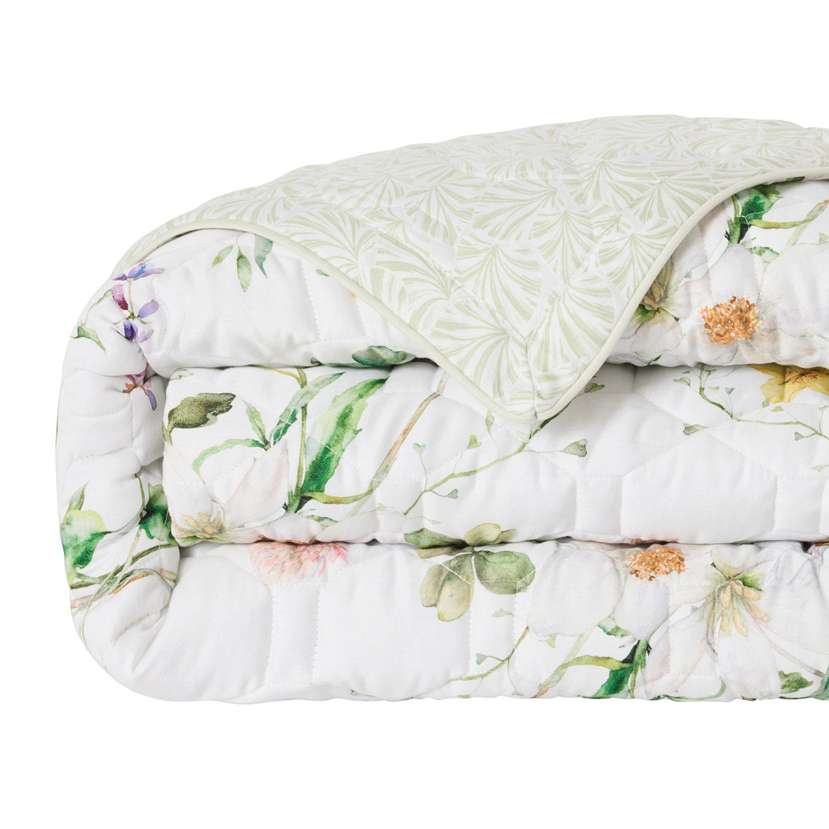 Bedspread cotton satin - Splendeur du printemps White - 220 x 250 cm