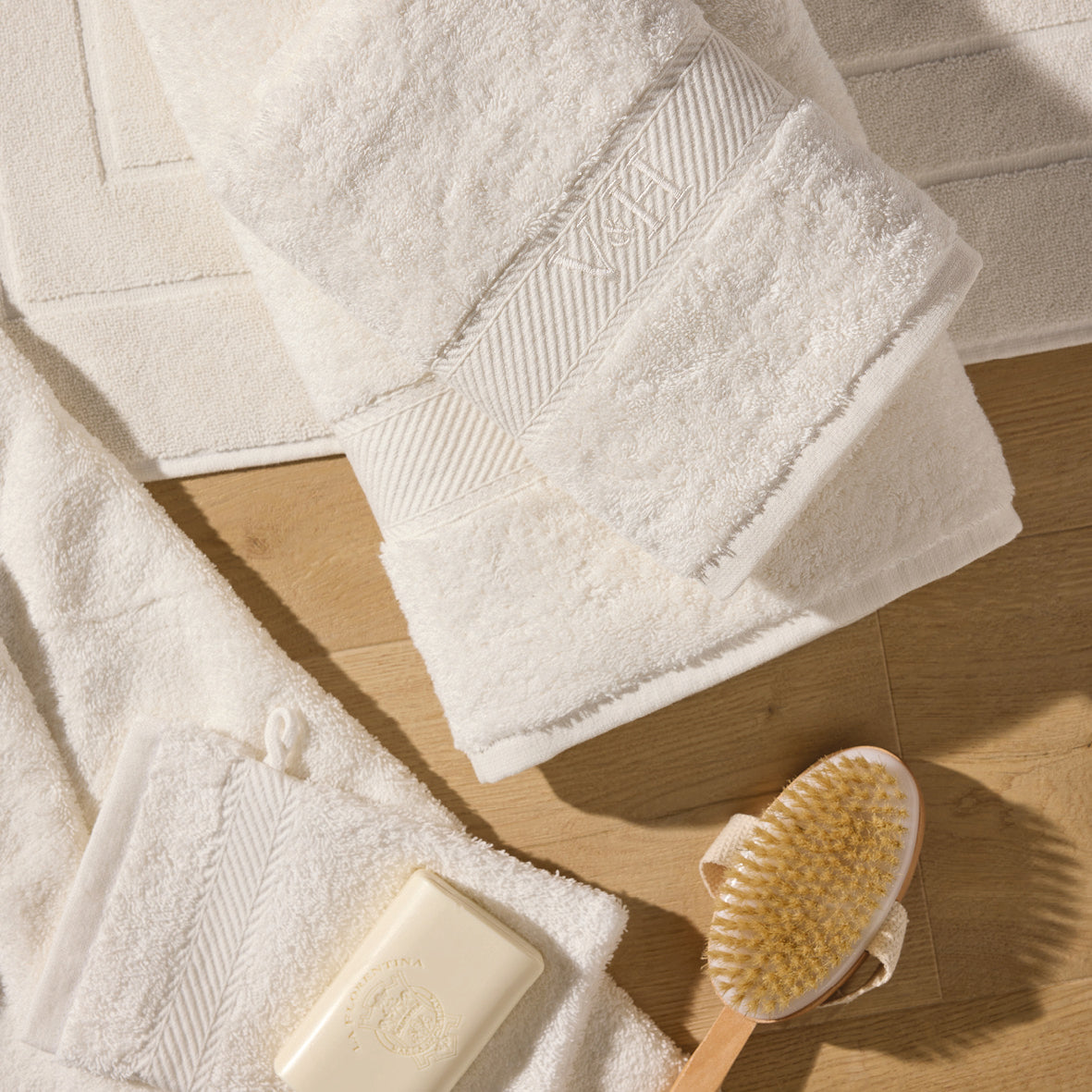 Complete bath linen set combed cotton - Nuage Dark grey - 10 pieces