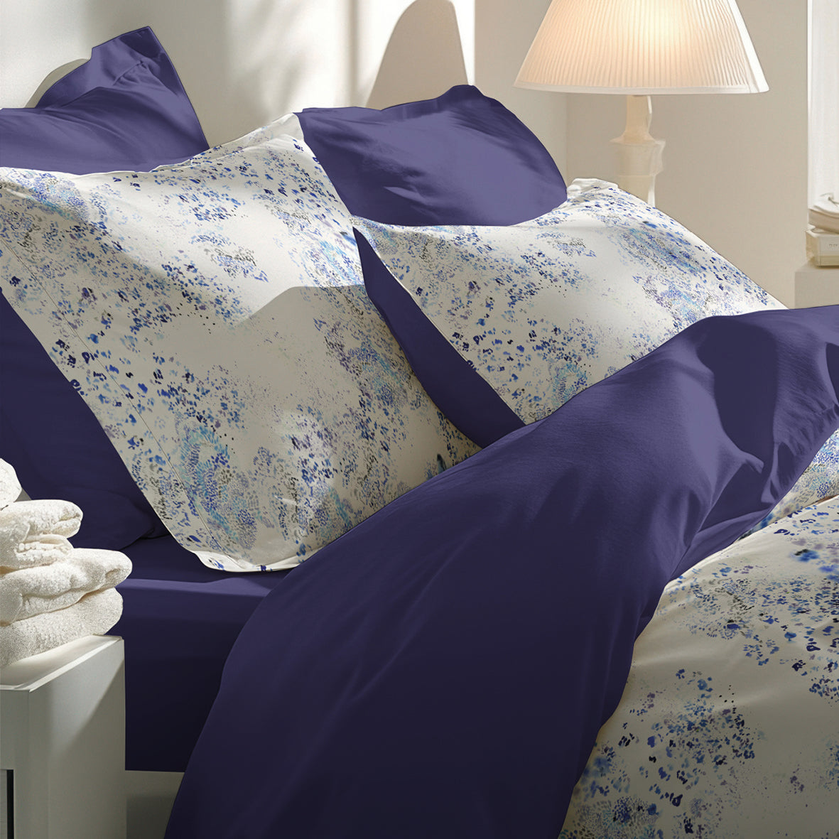 Duvet cover + pillowcase cotton percale - Douceur bleutée White