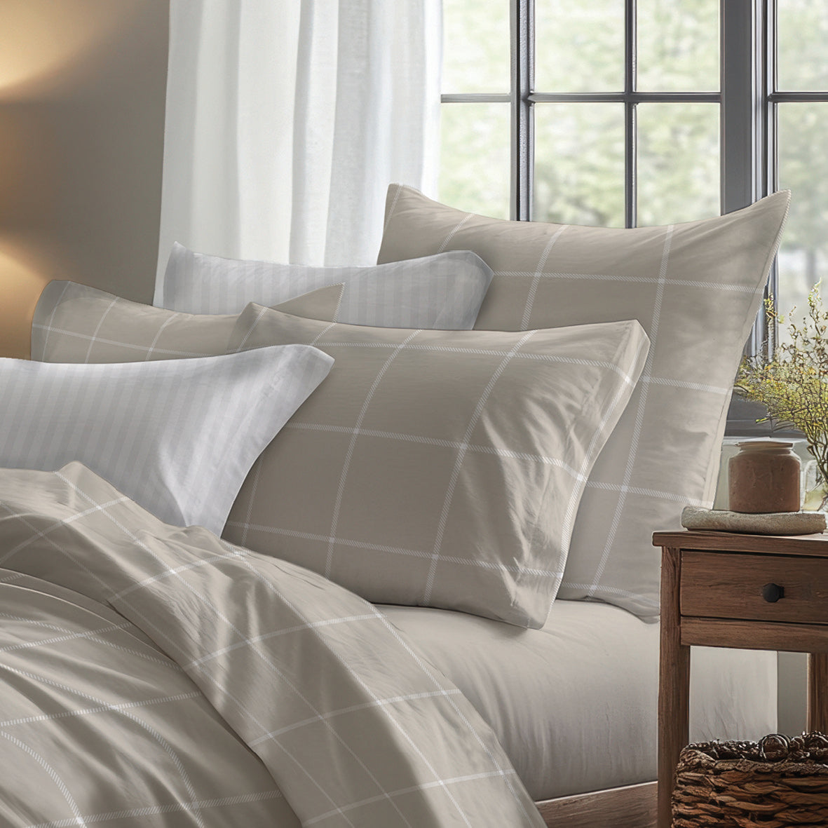 Duvet cover + pillowcase cotton satin - Adam Dark blue