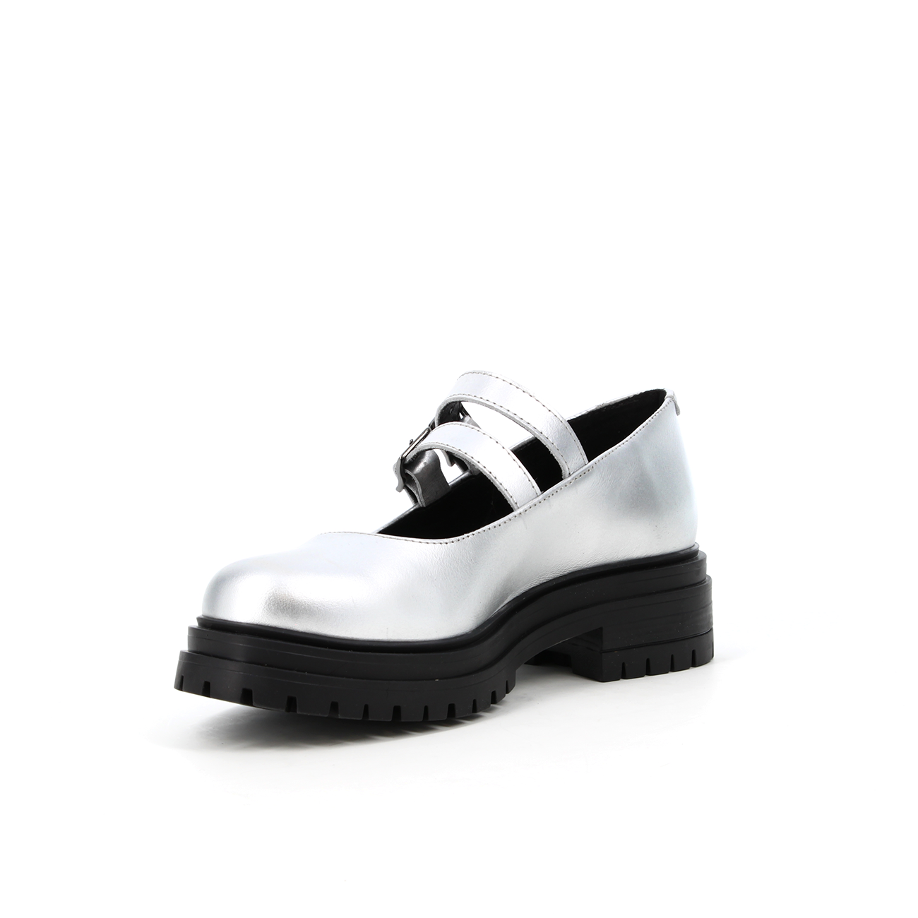 Derbies en cuir Pixel Argent