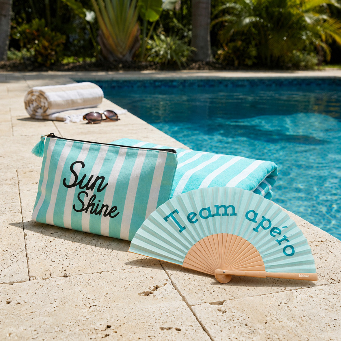 Set beach towel + pouch + fan Gabrielle