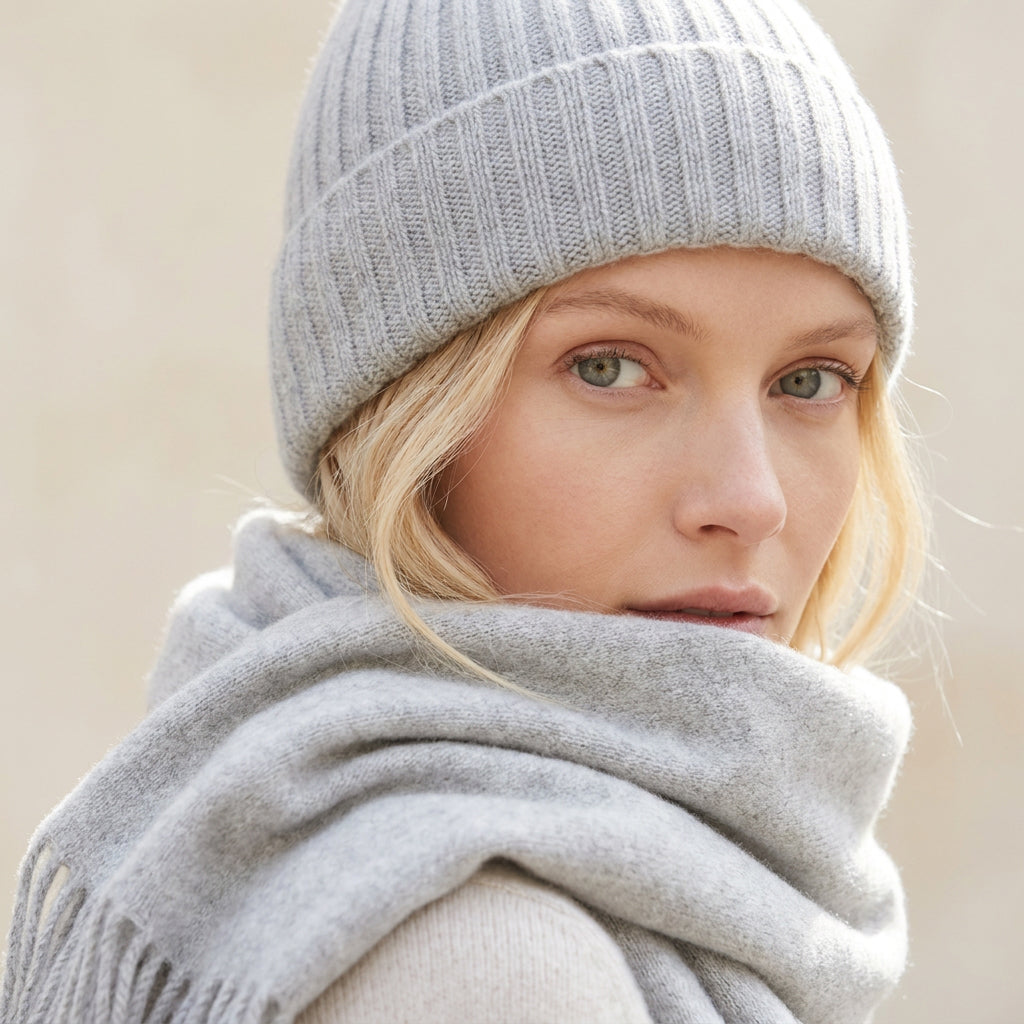 Cashmere beanie - Light grey