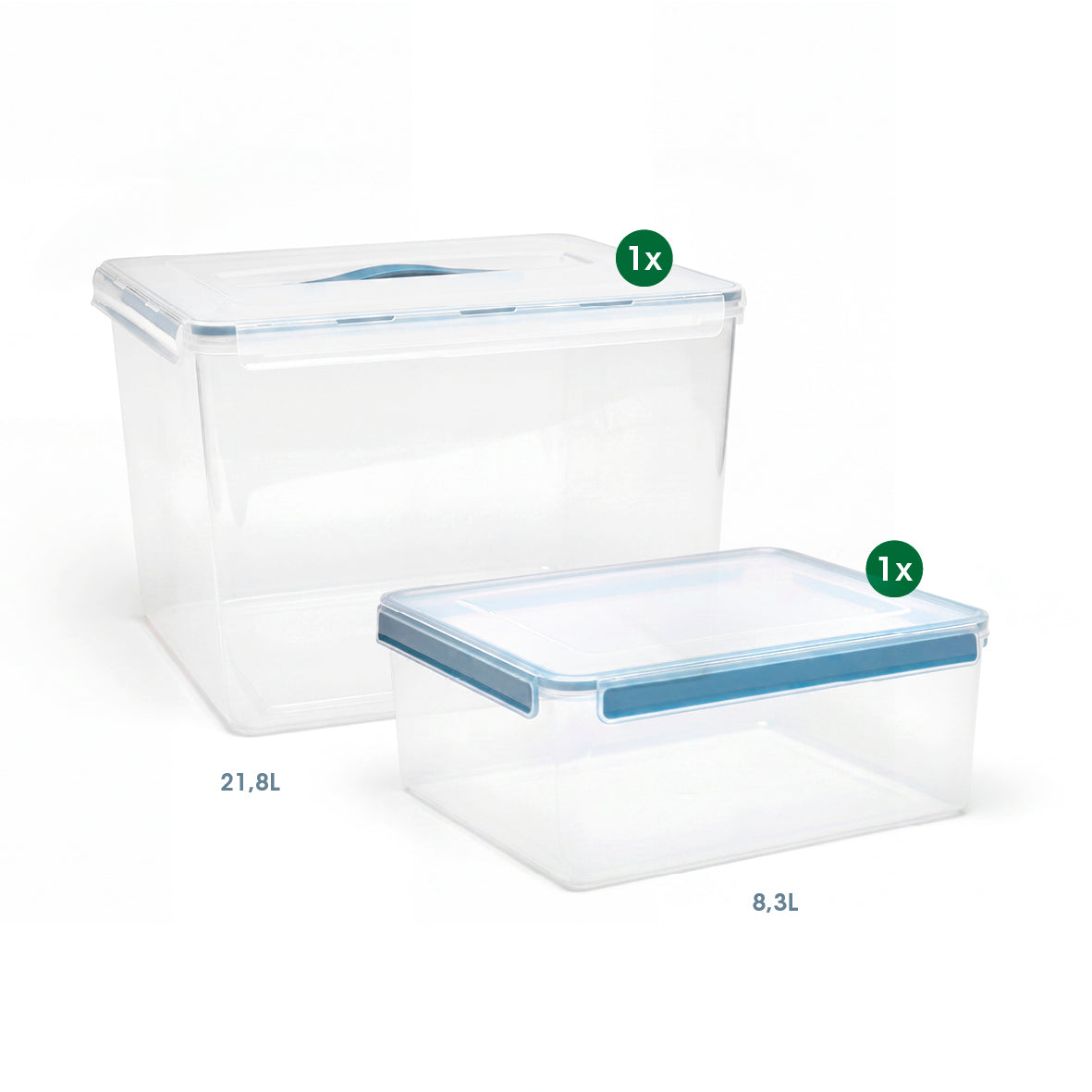 Set of 25 plastic containers with lid