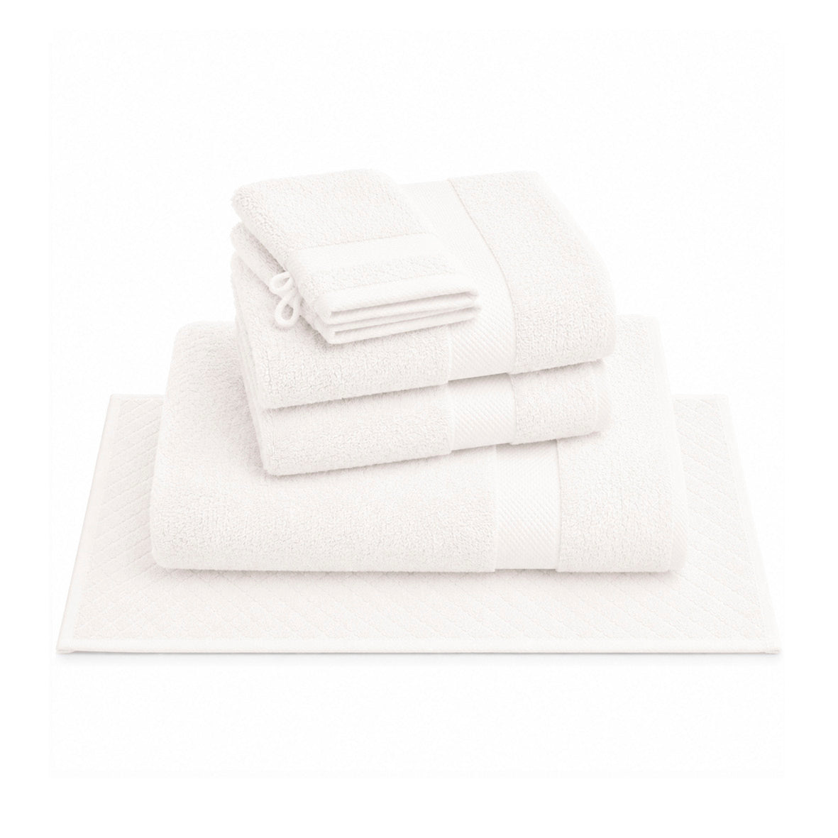Complete bath linen set combed cotton - Sérénité - 6 pieces White