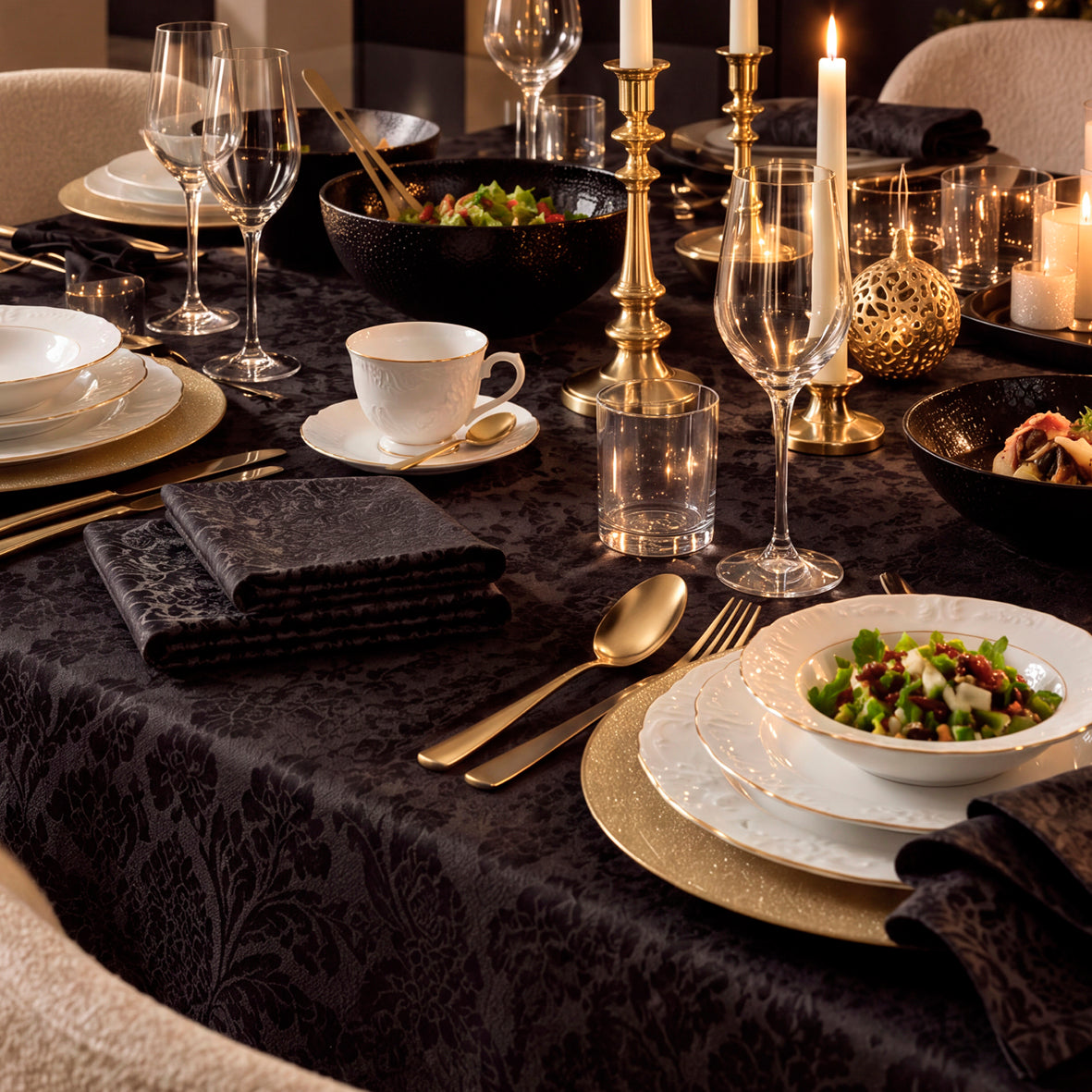 18-piece dinnerware set - Hammered Black - Made in France