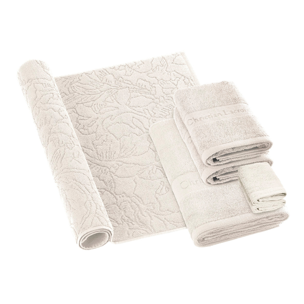 Complete bath linen set combed cotton - Azur White