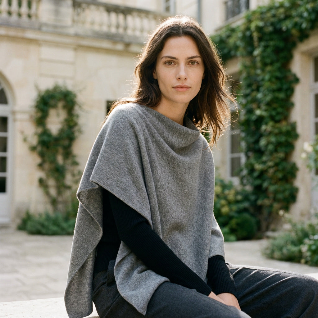 Cashmere poncho - Grey