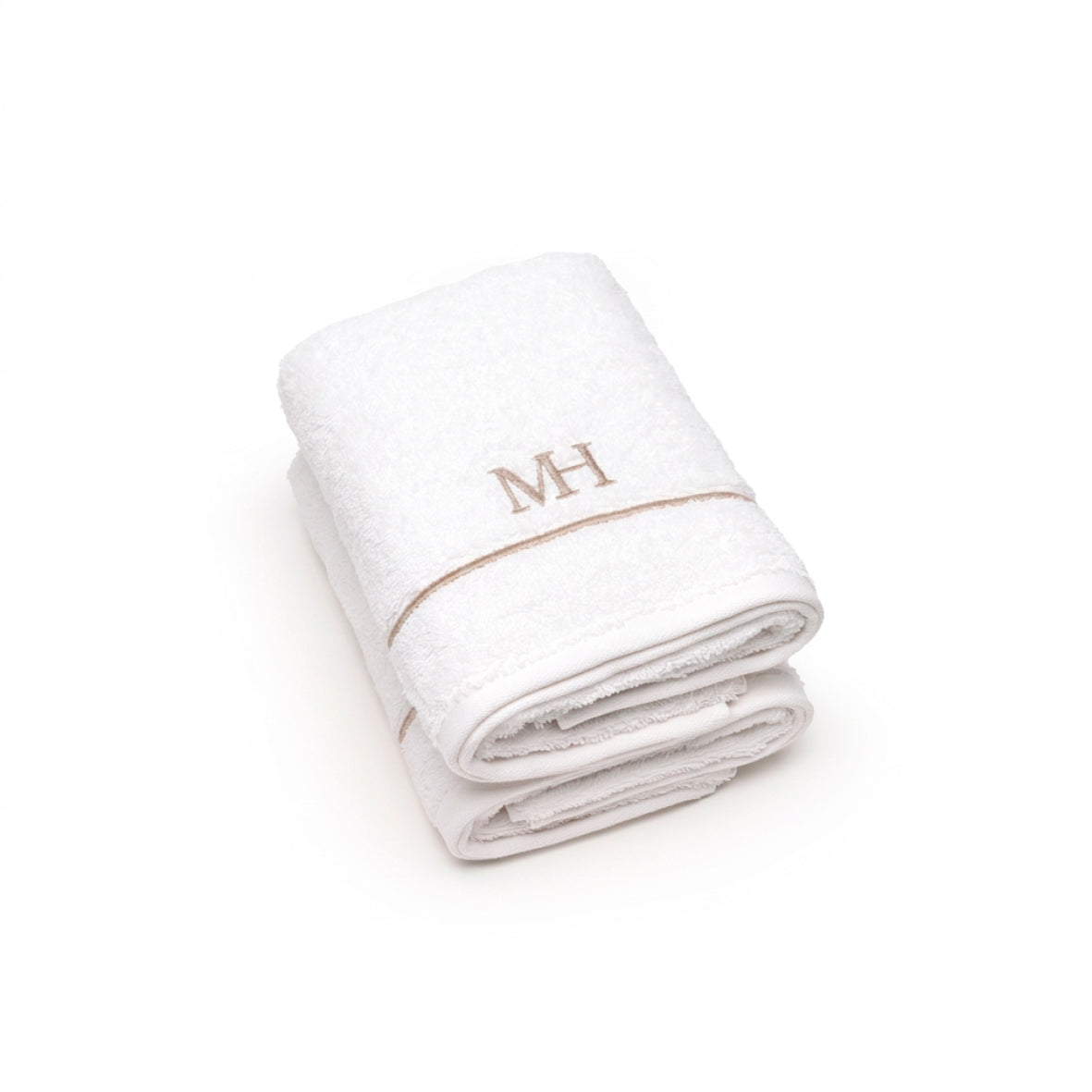 Hand towel combed cotton - John - 2 x (50 x 100 cm) Taupe White