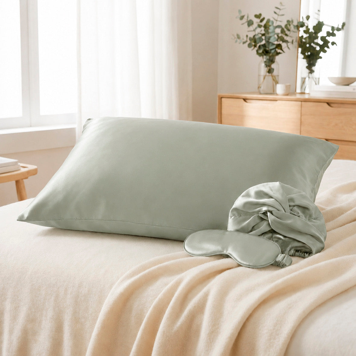 Eyemask silk - Ysia Sage green