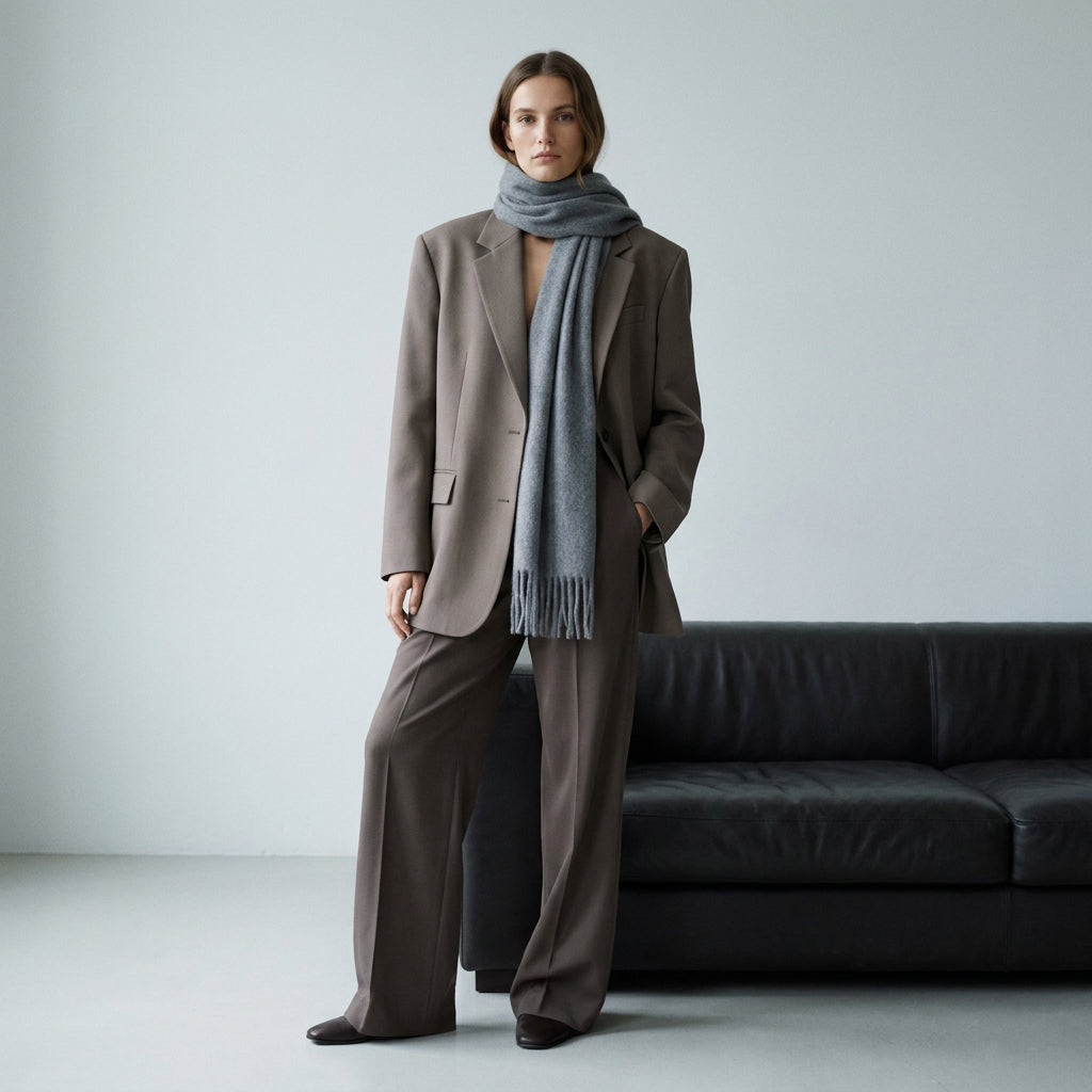 Long cashmere scarf - Grey