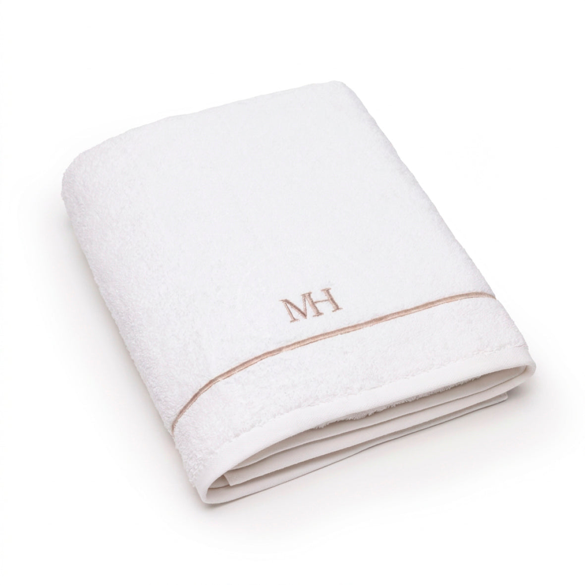 Bath towel combed cotton - John - 100 x 150 cm Taupe White