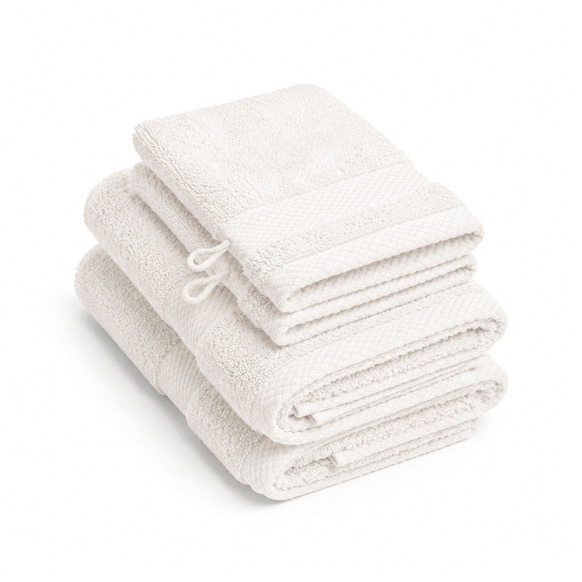 Complete bath linen set combed cotton - Sérénité - 4 pieces White