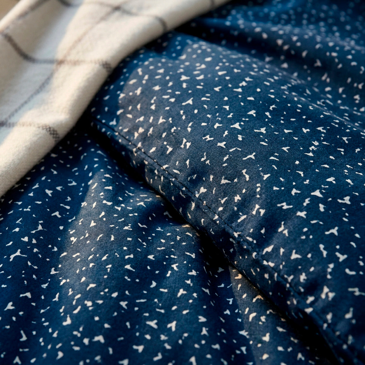 Duvet cover + pillowcase cotton satin - Galaxie de points Blue