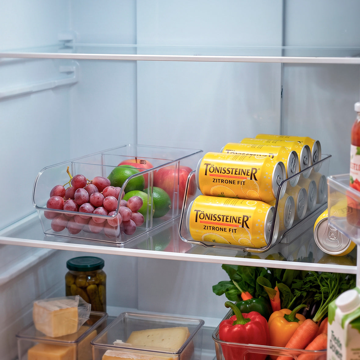 Fridge container with removable dividers 14 x 28 x 9 cm