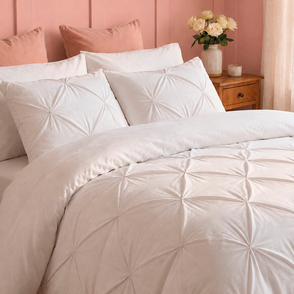 2 pillowcases - 100% cotton sateen TC200 - Camélia - white