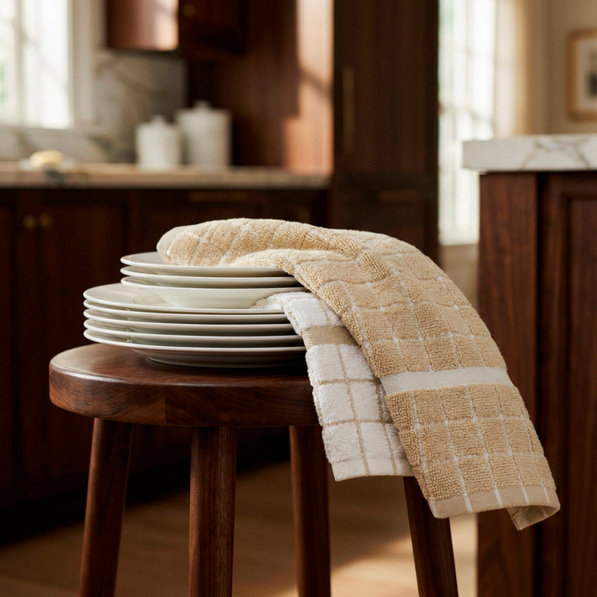 Kitchen towel combed cotton ZT - Damiers - 4 x (45 x 70 cm)