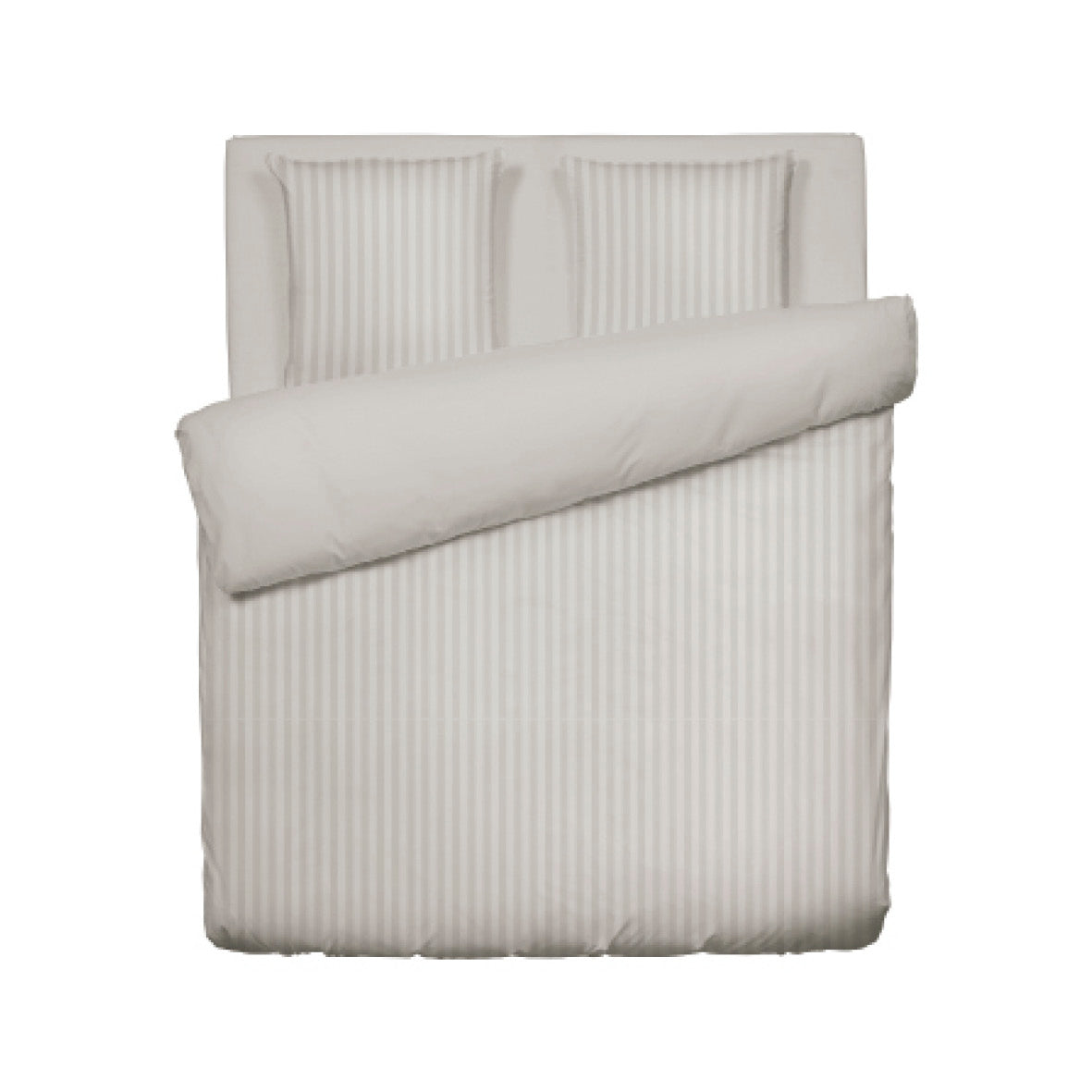 Duvet cover + pillowcase(s) cotton satin dobby stripe woven - Taupe 240 x 240 cm + 2 x (50 x 70 cm)