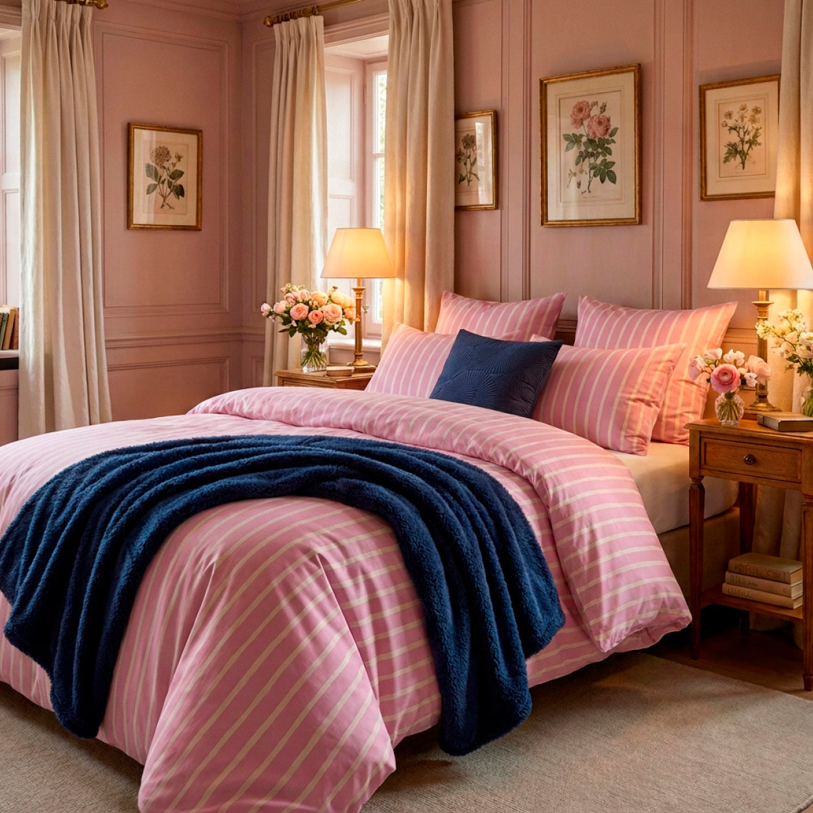 Duvet cover and pillowcase(s) set - 100% cotton sateen TC200 - Linéa - pink