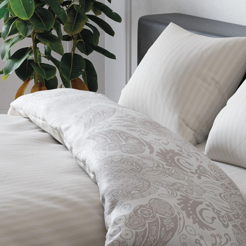 Duvet cover + pillowcase(s) cotton satin dobby stripe woven Taupe