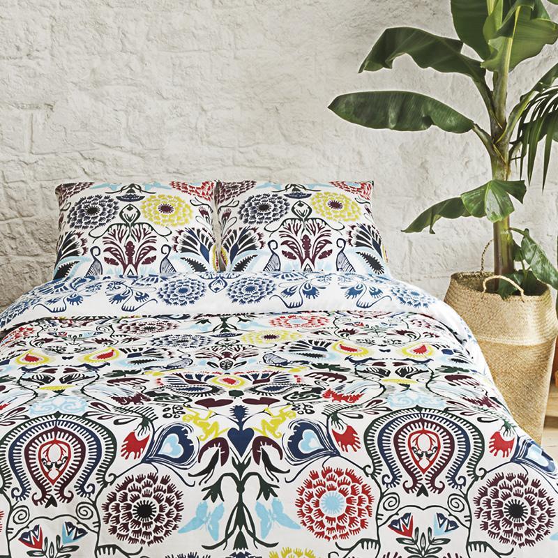 Duvet cover + 2 pillowcases cotton satin Love Stories Multicolour - 240 x 220 cm + 2 x (65 x 65 cm)