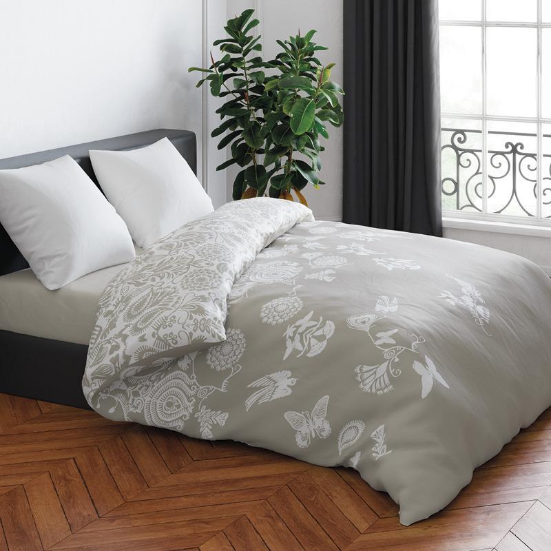 Duvet cover + pillowcase(s) cotton satin - Love Stories Light taupe