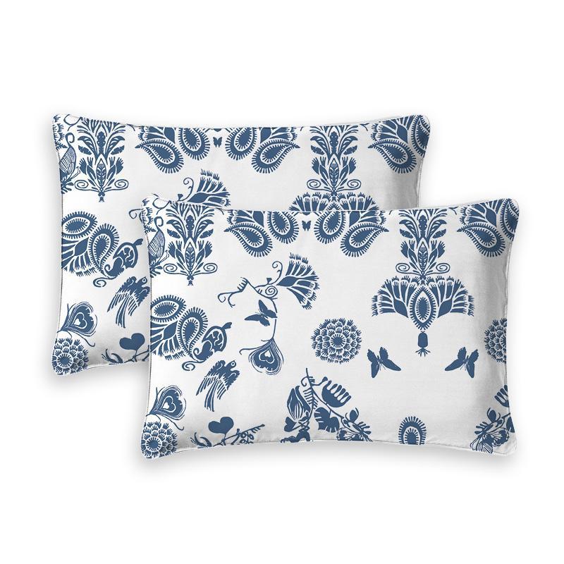 Set of 2 pillowcases cotton satin Love Stories Off-white - 50 x 70 cm