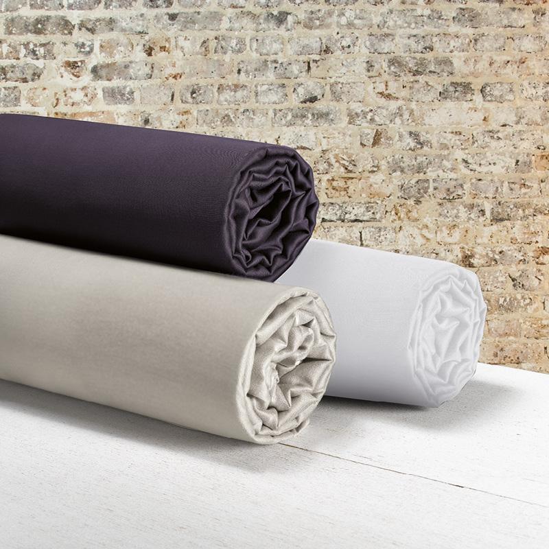 Fitted sheet cotton satin Uni White - 90 x 200 x 28 cm