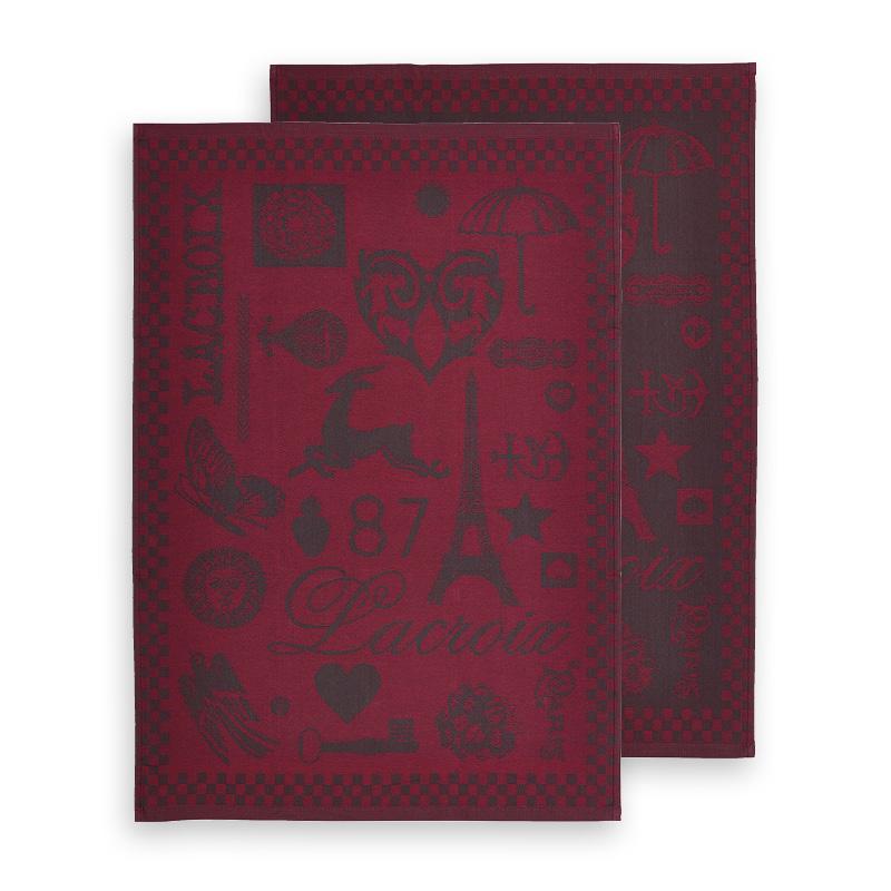 Set of 2 tea towels Couture Burgundy / Eggplant - 50 x 70 cm
