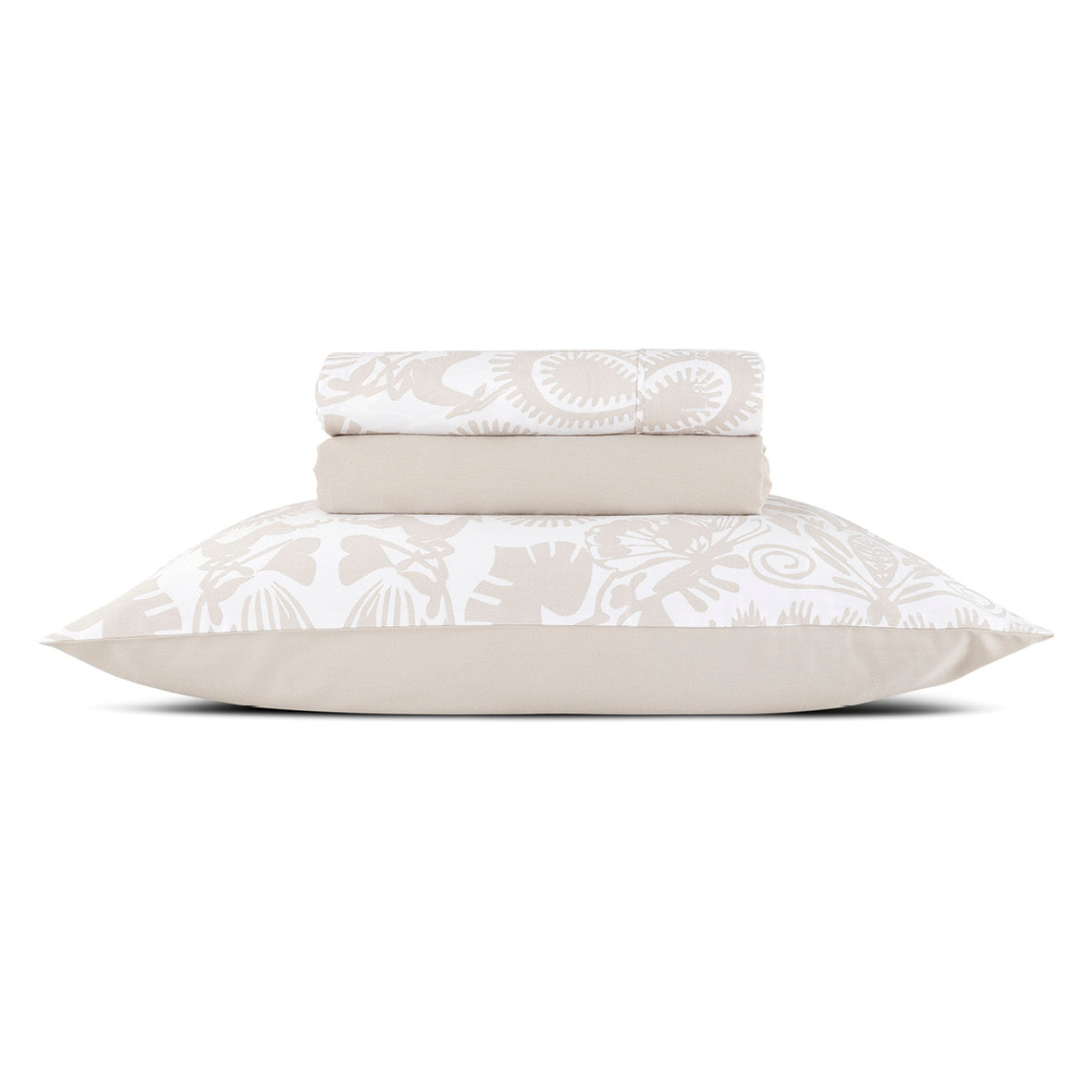 Set of sheets : fitted sheet, flat sheet, pillowcase(s) in cotton satin - Love stories taupe Drap plat : 150 x 290 cm Drap-housse : 80 90 cm x 190 200 cm