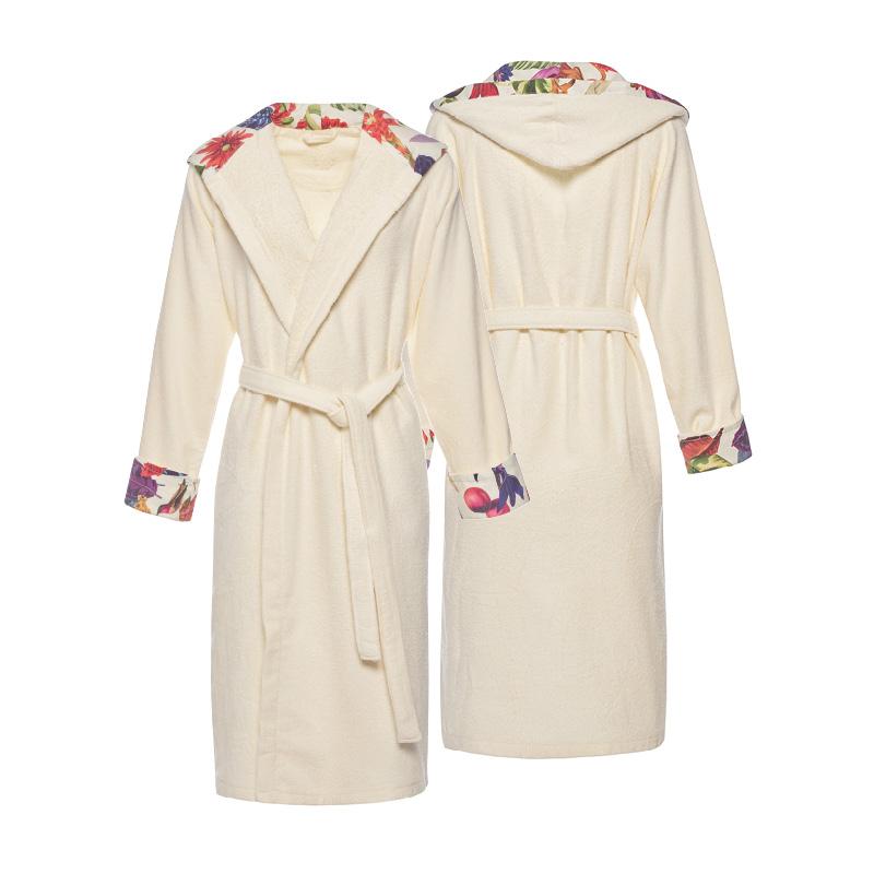 Hooded bathrobe Jardin Tropical Vanilla - S / M
