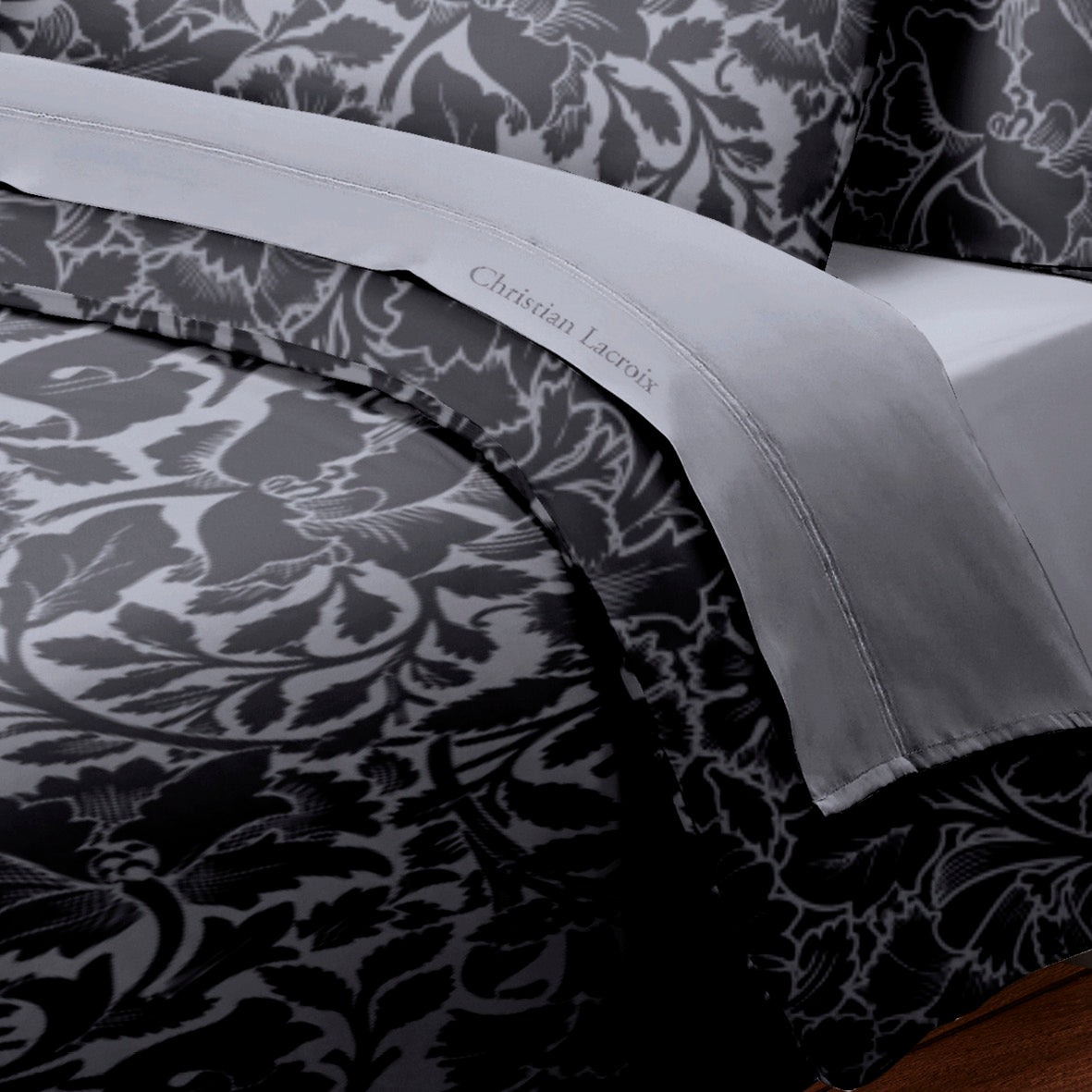 Flat sheet cotton satin Uni Light grey