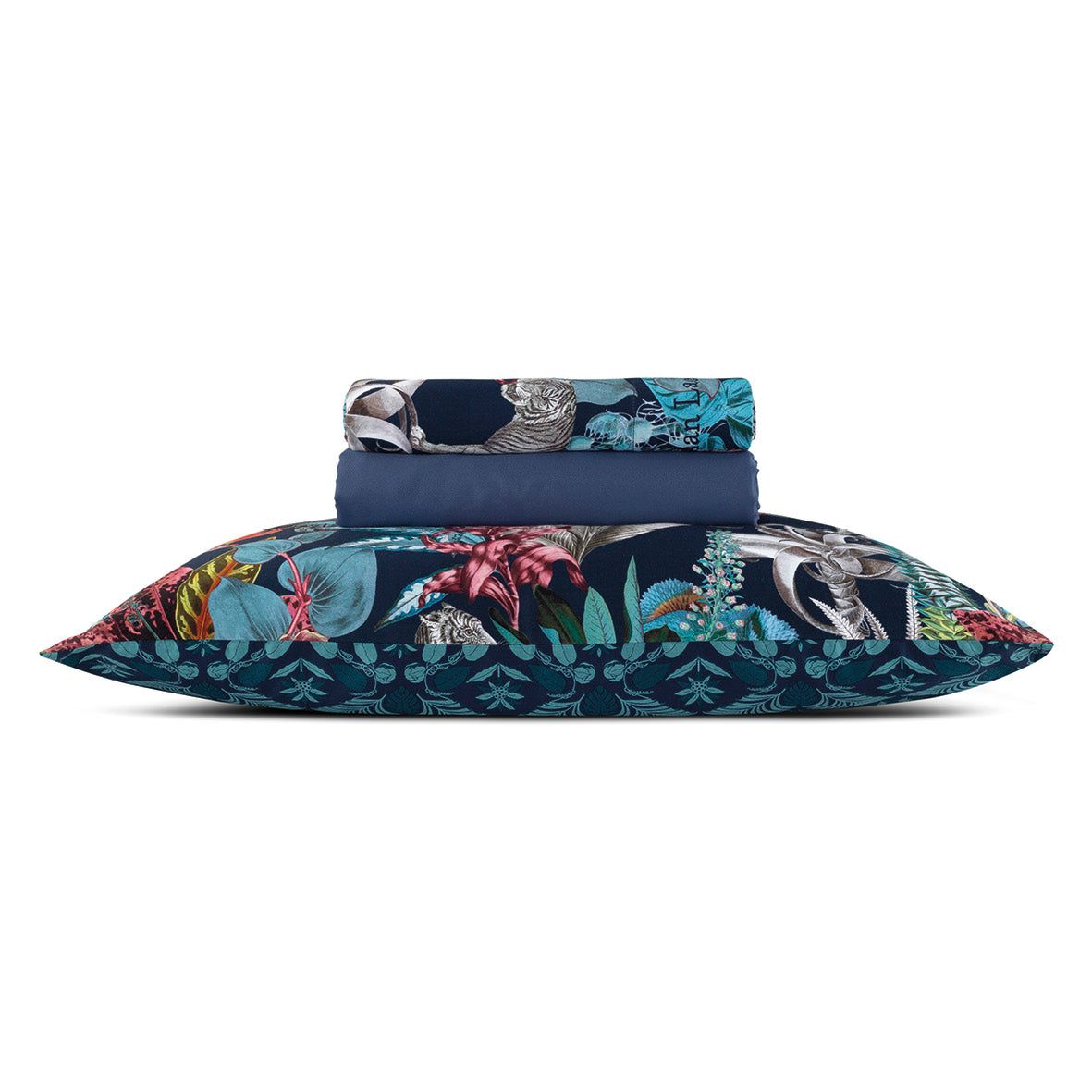 Set of sheets : fitted sheet, flat sheet, pillowcase(s) in cotton satin - Zanzibar Blue Drap plat : 150 x 290 cm Drap-housse : 80 90 cm x 190 200 cm