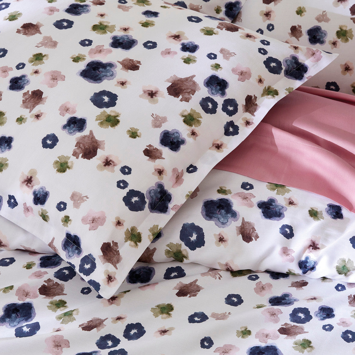 Duvet cover + pillowcase(s) cotton satin - Exotique Flower White