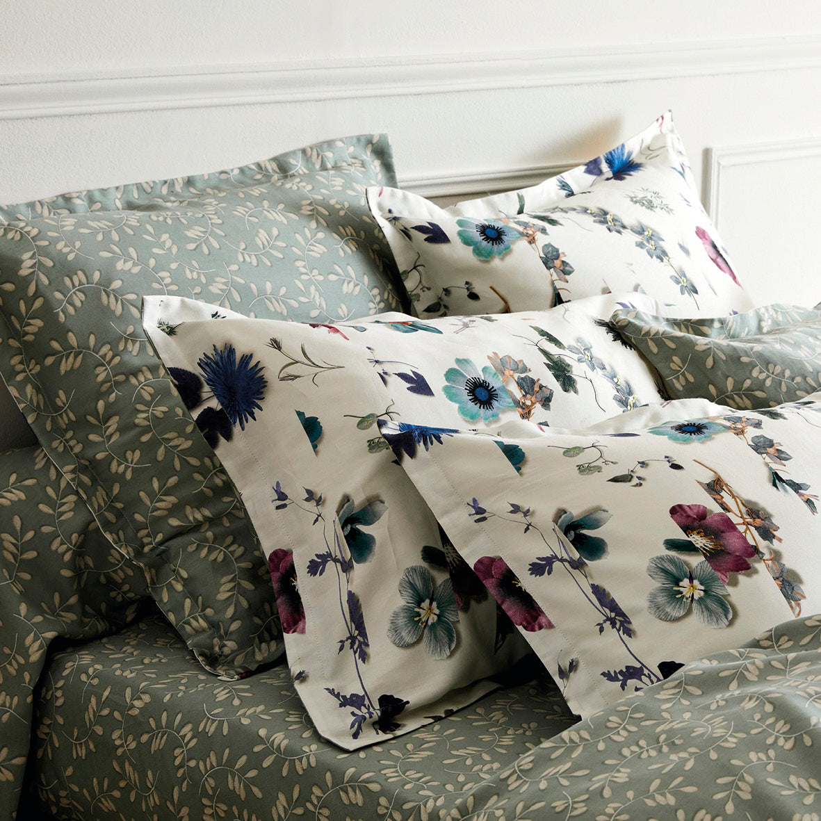 Fitted sheet cotton satin - Botanique Green