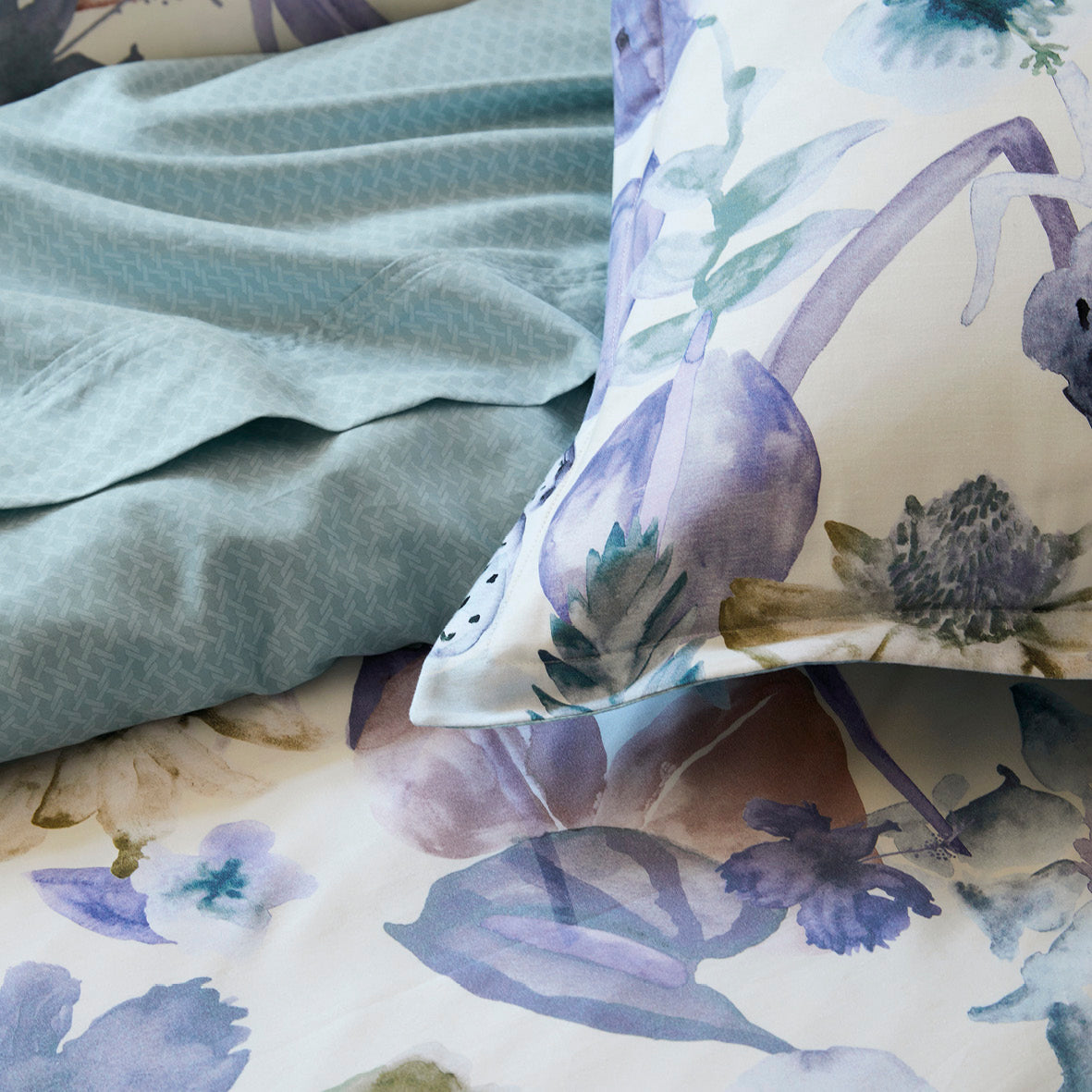 Duvet cover + pillowcase(s) cotton satin - Exotique Lavender