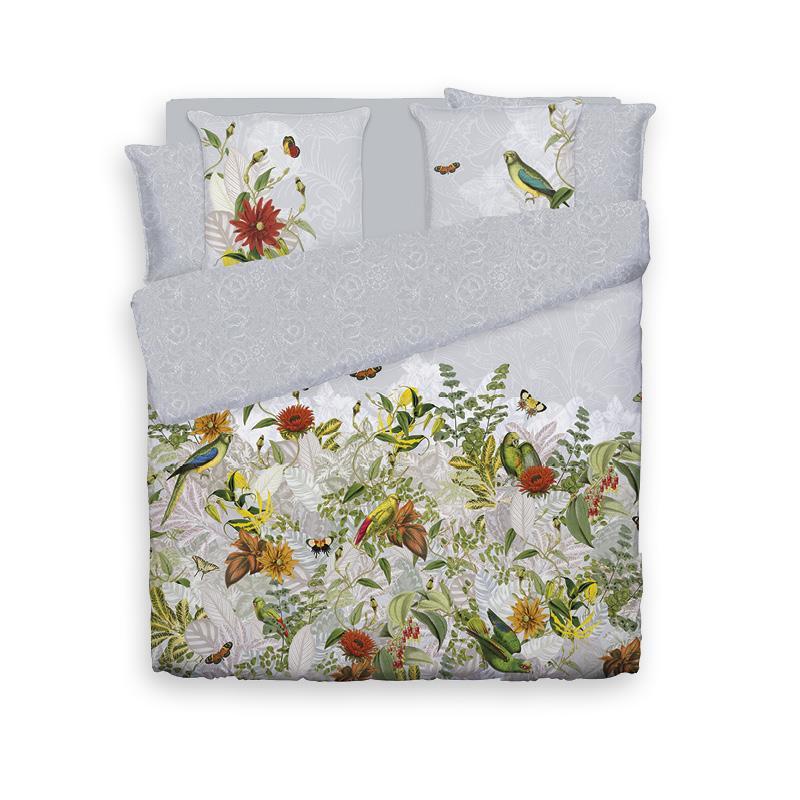 Duvet cover + pillowcase(s) cotton satin - Jardin D'Hiver Pearl grey