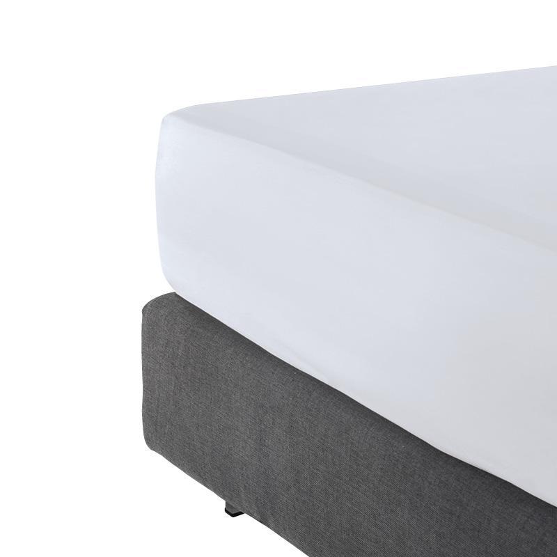 Fitted sheet cotton satin Uni Pearl grey - 90 x 200 x 30 cm