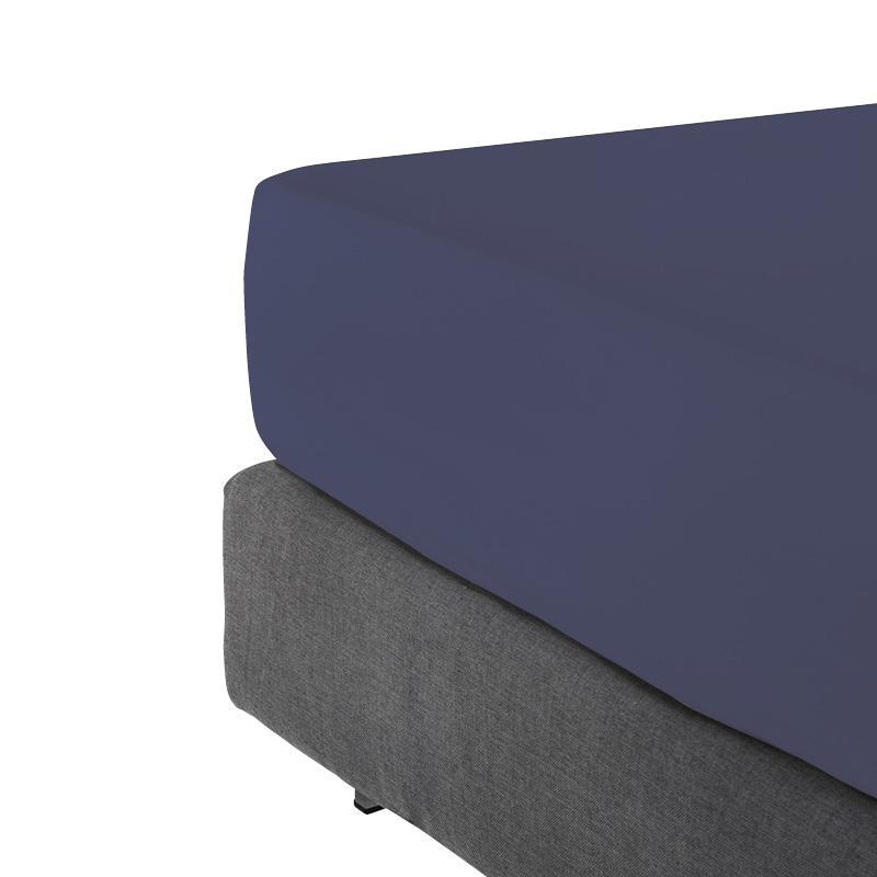 Fitted sheet cotton satin - Uni Blue